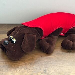 VINTAGE 1985 Tonka POUND PUPPIES 18" Stuffed Plush Puppy Dog Dark Brown Clothes